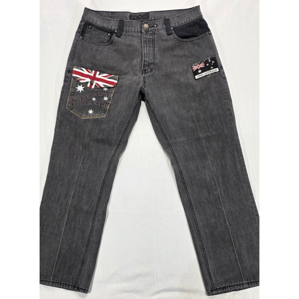 VTG COOGI Jeans Mens 36x31 Embroidered Faded Black Baggy Y2K Streetwear Grunge